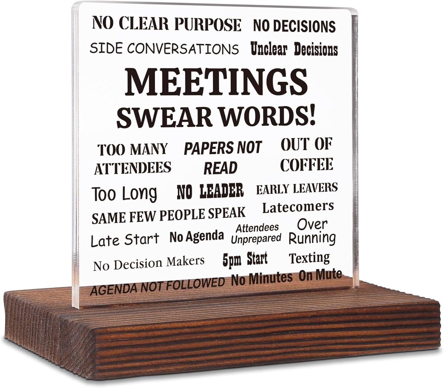 Funny Gift for Coworker Manager Acrylic Sign Desk Decor with Wood Base