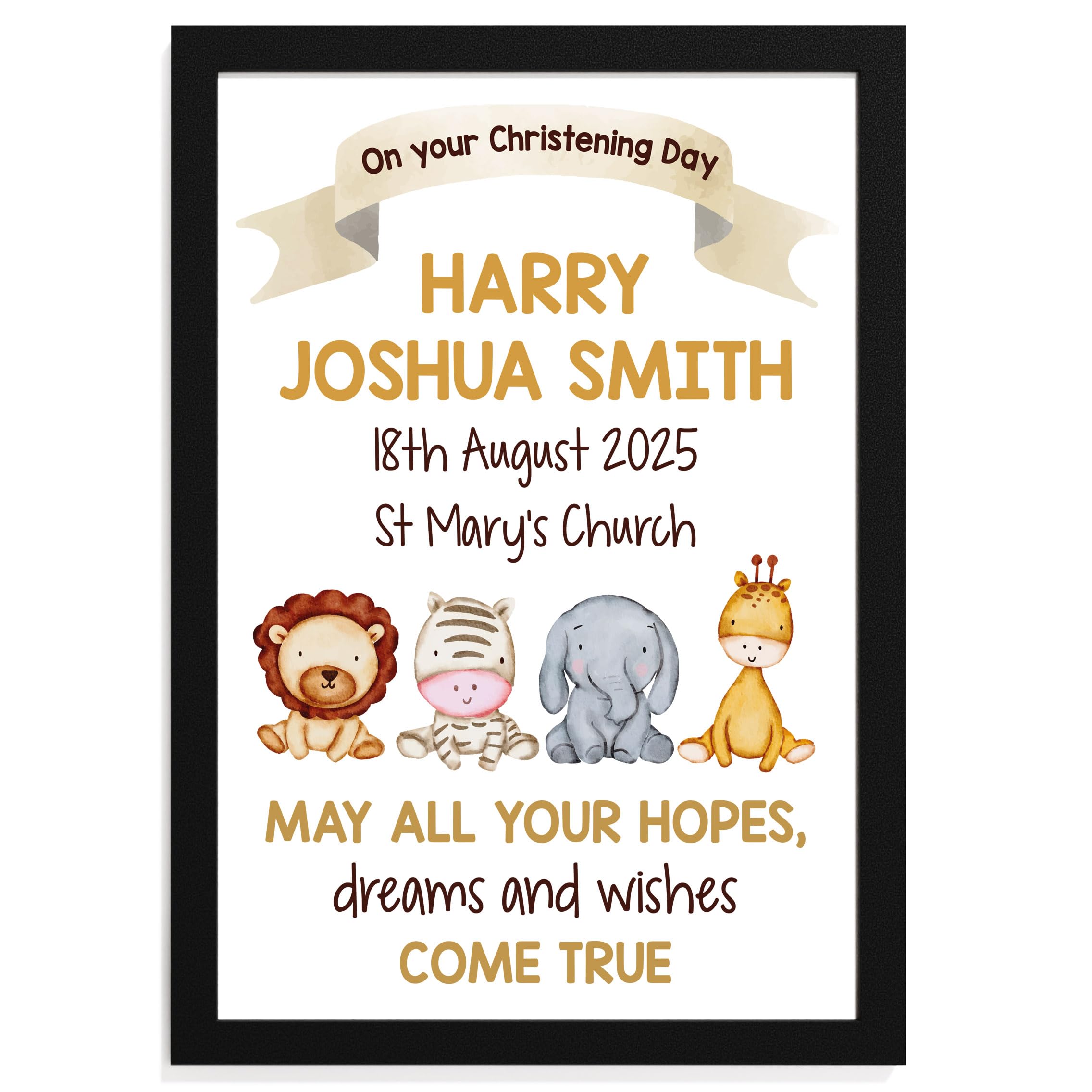 Christening Gift For Godson, Personalised Christening Gift For Boys, Jungle Safari Animal Nursery, Christening Present, Baptism Present, Grandson Nephew