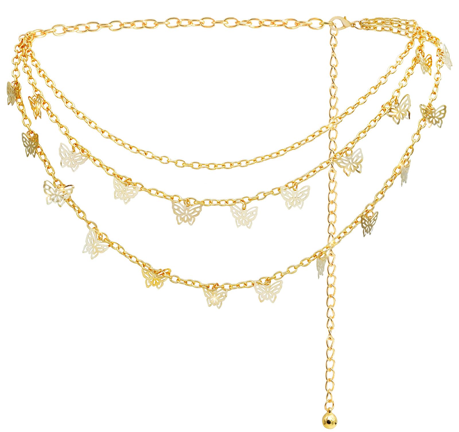 Liutufy Women Body Chains Retro Multi-Layer Butterfly Waist Chain Trend Hollowed out Pendant Decorative