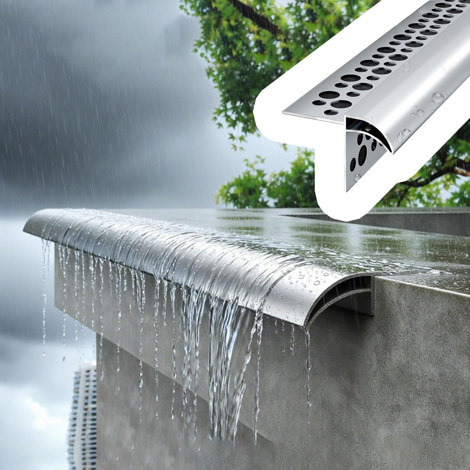 Borde de Goteo Protección Contra Goteos de Lluvia para Techos, Resistente a Rayones, Resistente a La Intemperie, Previene el Reflujo de Agua de Lluvia, Protección(4.0m/13.1ft)