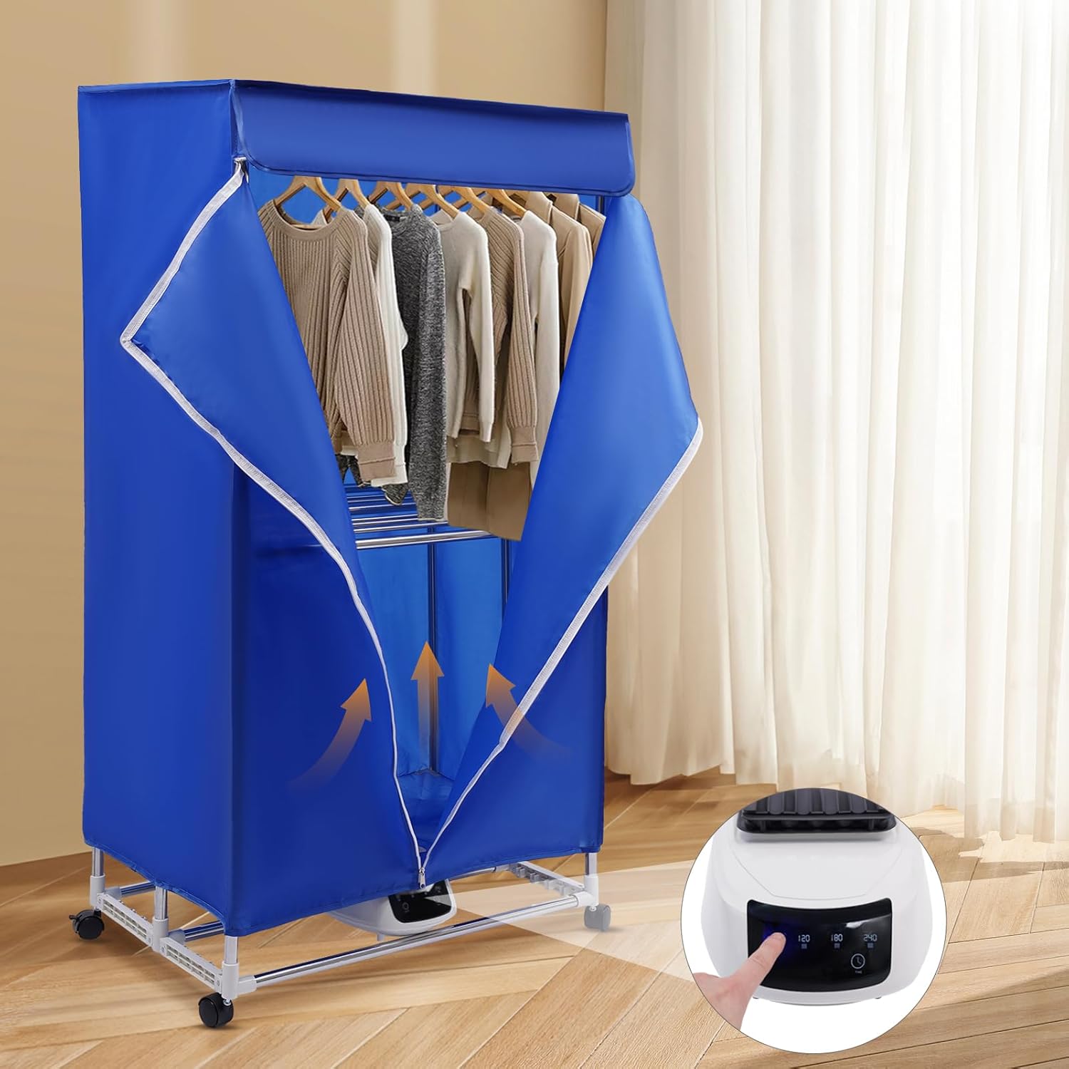 Royal Blue Portable Mini Dryer Machine with Touch Screen, Dryer Bag, Fast & Efficient Drying for Apartments, RV, Dorm