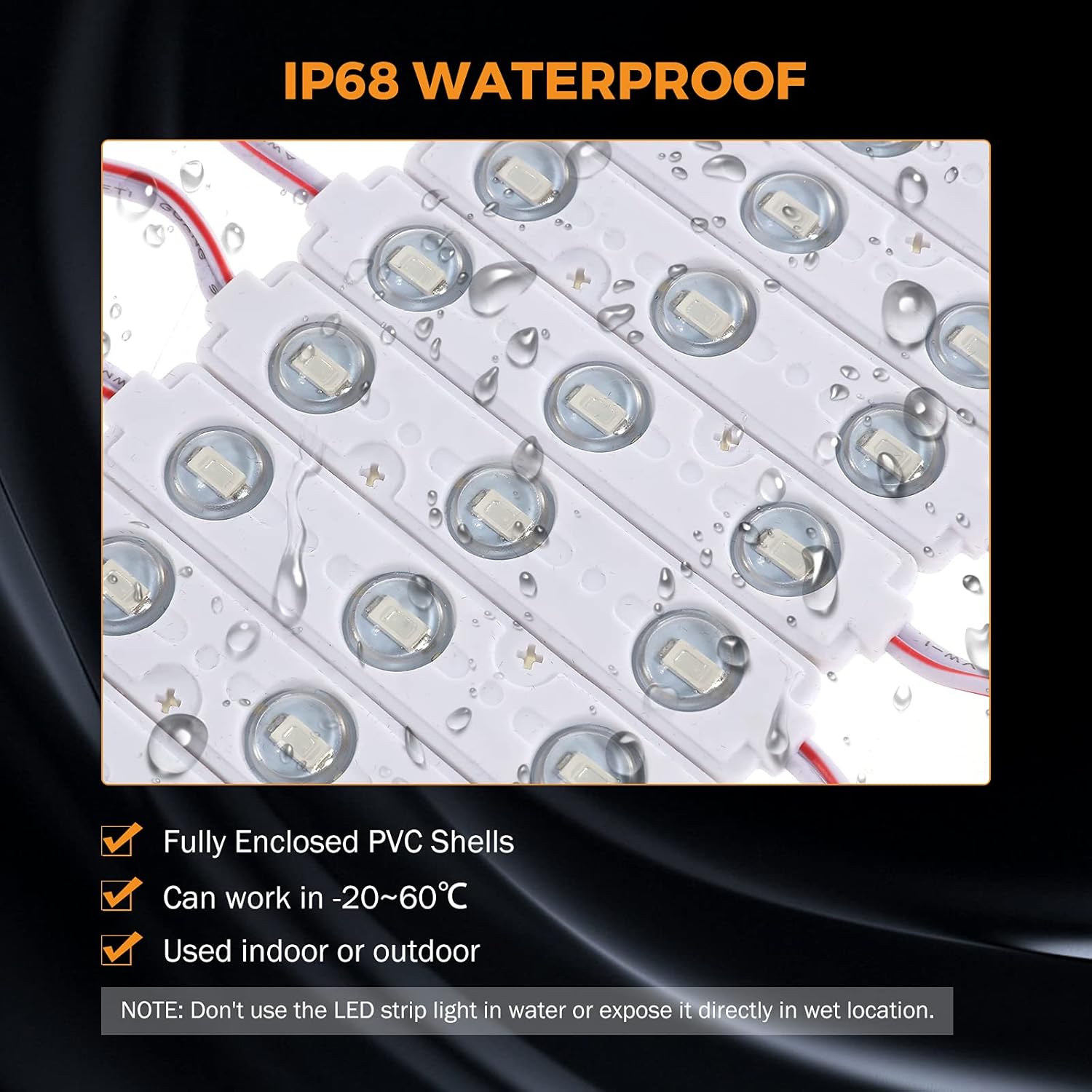 BEAMNOVA White 100Ft Extremely Bright Commercial Storefront Light for Business 200pcs 3-LED Modules 12v Adhesive Waterproof Strip Lights, 40-45lm Per LED, Modules Only, Power Supply NOT Included