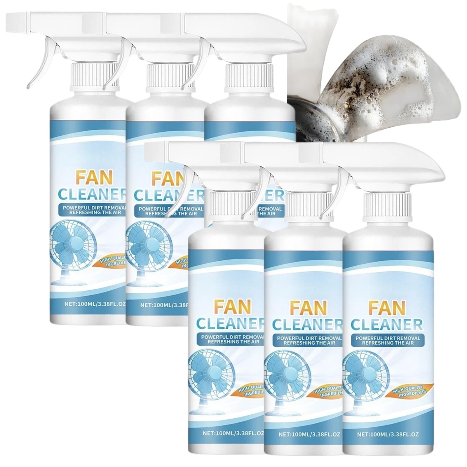 One-Spray Clean Ventilator- und Klimaanlagenreiniger, hocheffiziente Staubentfernung, multifunktionales Schaumreinigungsspray, für Stand- und Bodenventilatoren, verlängert die Lebensdauer (6pcs)