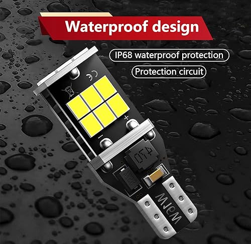 Miniatura 4 de UGSHY Paquete de 2 luces de iluminación para automóvil, luz inversa T15, bombillas de chip 3535 de decodificación de alta potencia, bombilla LED