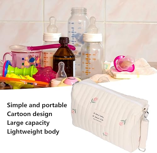 Miniatura 5 de Eujgoov Biberón y bolsa de pañales con aislamiento de tela de algodón para guardería, organizador de almacenamiento colgante con bolsillos
