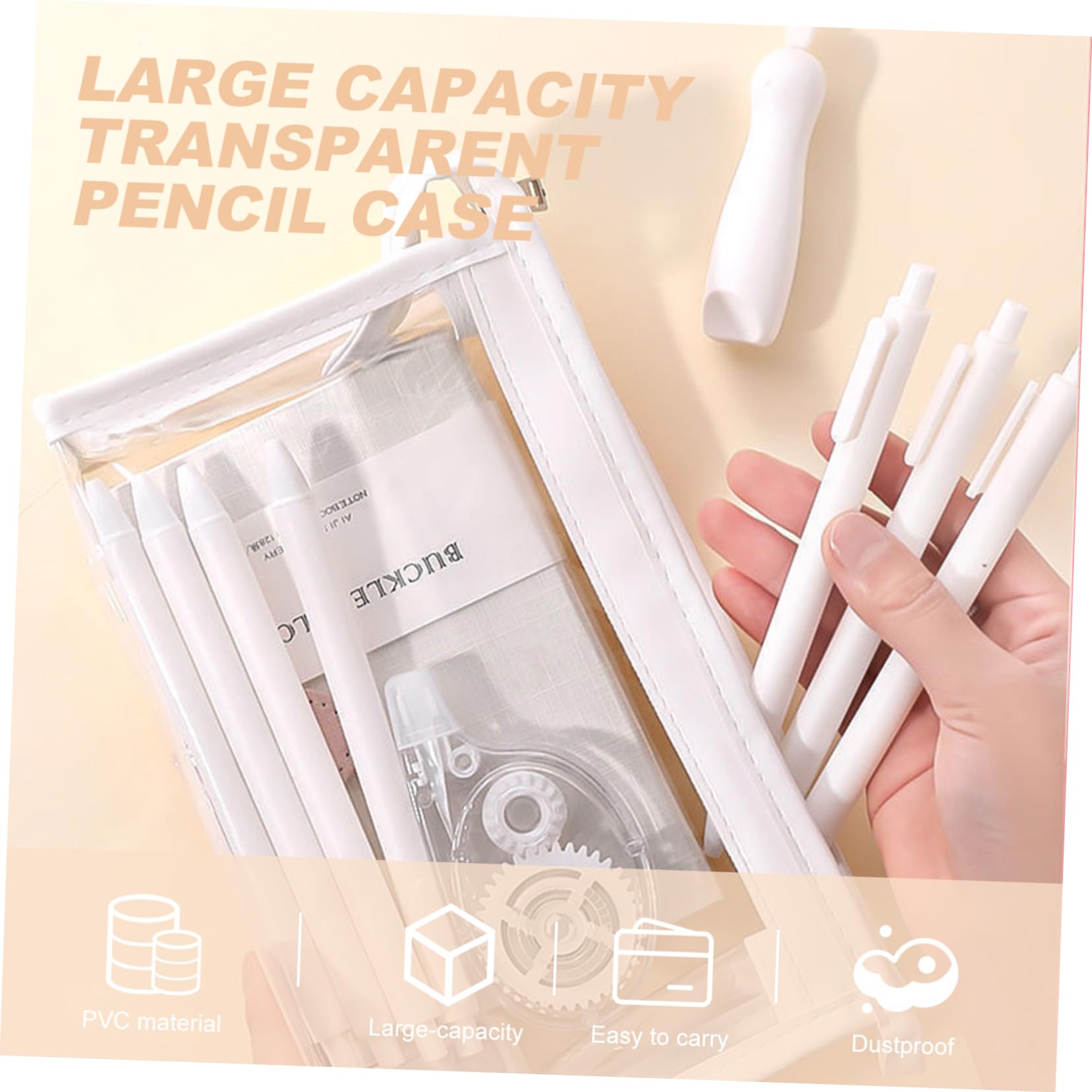 EXCEART 6pezzi Borsa Portapenne Trasparente Da Organizer Per Materiale Scolastico e Ufficio Bianco Capacità Per Penne Matite e Righelli