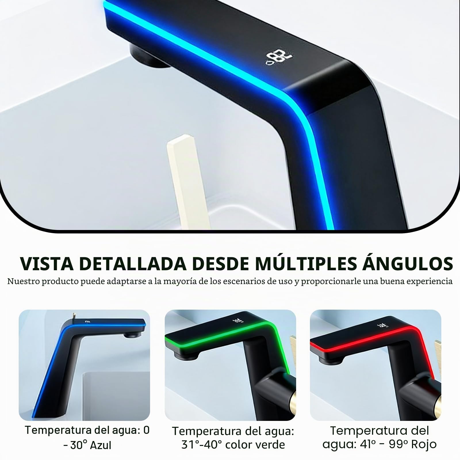 Grifo de baño con indicador de temperatura LED, grifo de lavabo, grifo monomando de cocina, grifos de baño, grifo mezclador