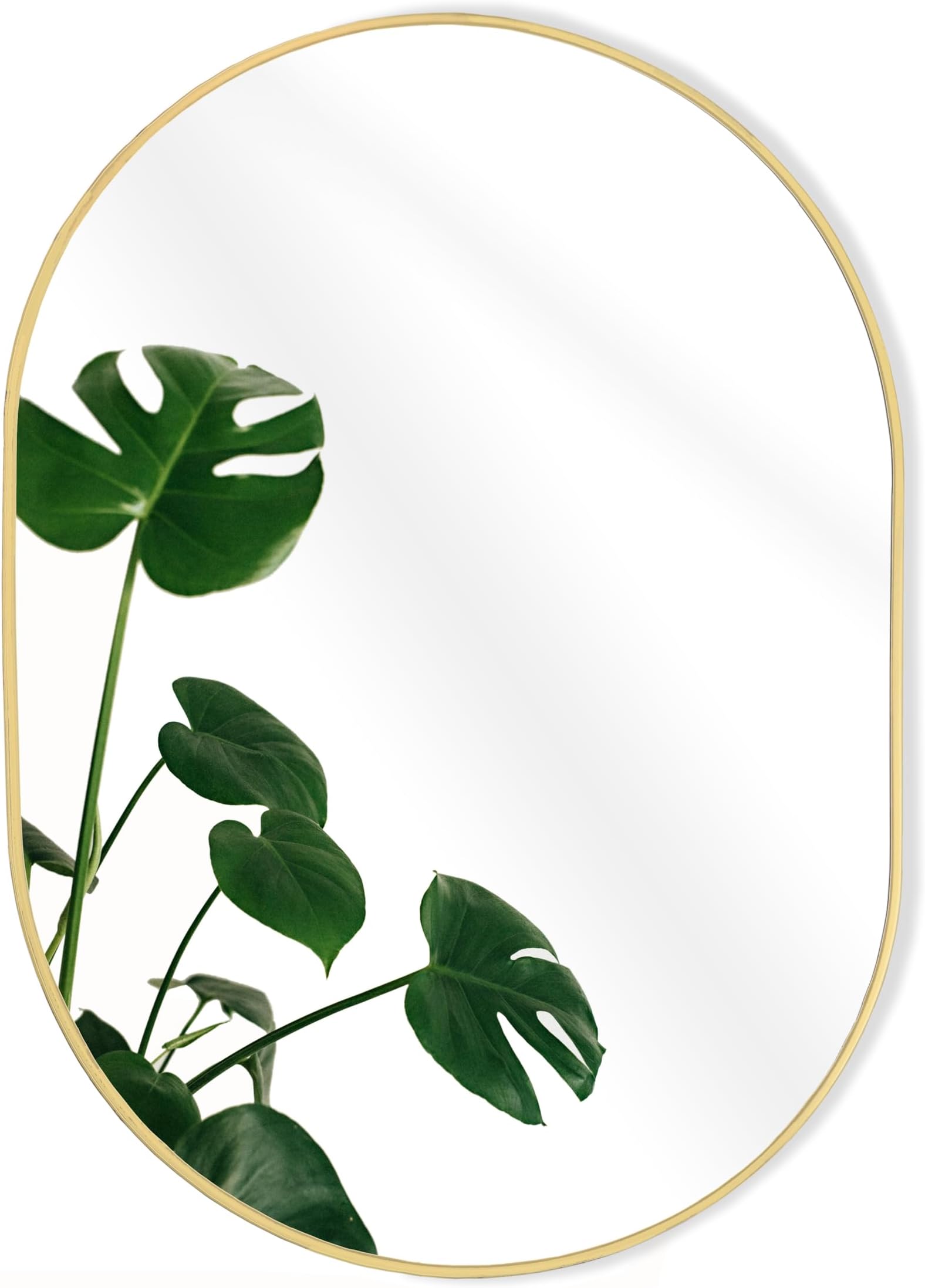 Large 70cm x 50cm Oval Wall mounted Mirror, Elegant Framed contemporary Decor for Bathroom, Bedroom & Living Room. Horizontal or vertical hanging. (Gold)