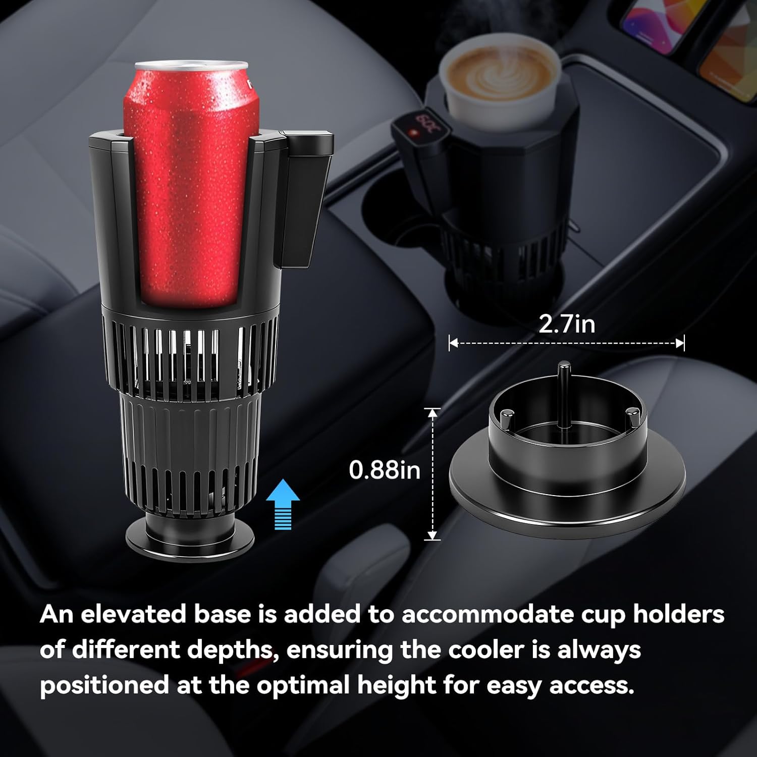 Auto Cooling and Heating Can Cooler for Car Cup Holder with Insulation Lid​, Car Coffee Warmer ​2 in 1 Cup Cooler & Mug Warmer, Portable Can Cooler 12V Fridge Travel Coffee Mug Quick Heating Cooling - Image 7