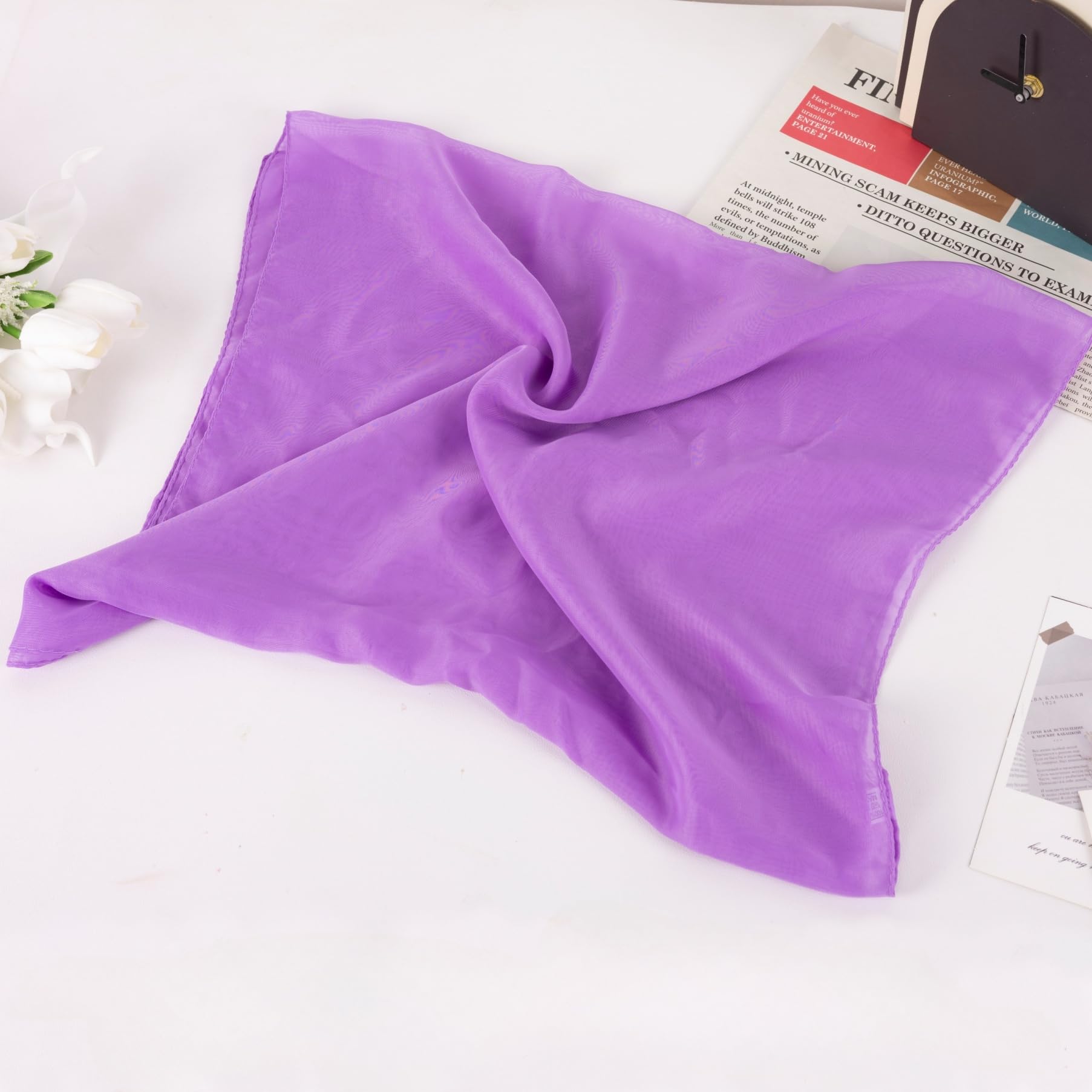 Condition photo showing New/Like New for women's solid chiffon scarf, soft sheer lightweigt neck scarves for wedding halloween party
