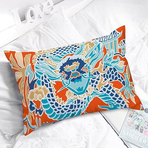 Vista 767 de ArogGeld Chinoiserie - Fundas de almohada escénicas asiáticas, estilo asiático, funda de almohada azul y verde Kelly, funda de cojín para decoración
