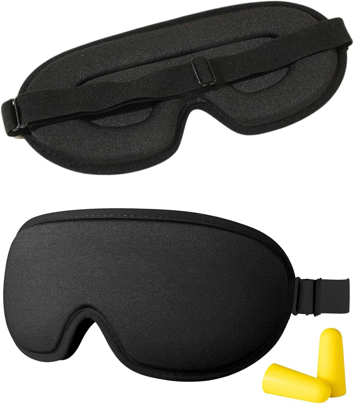 ZEXIJOW 3D Ergonomic Sleep Mask, Comes with Ear Plugs, Optimal Comfort for Men and Women, 100% Blackout, Provides a Restful Night’s Sleep, Travel-friendly (Black)