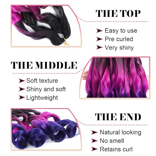 Miniatura 4 de Cabello rizado francés trenzado de 24 pulgadas, 6 paquetes de extensiones de cabello negro suelto ondulado con ganchillo preestirado 3.53 ozpaquete,