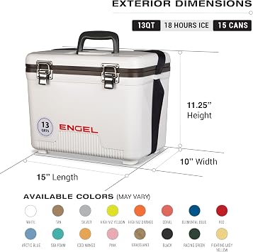 Engel UC13 13qt Leak-Proof, Air Tight, Drybox Cooler and 32F Cooler Packs for Boating, Camping, Fishing, Hiking & Food Storage