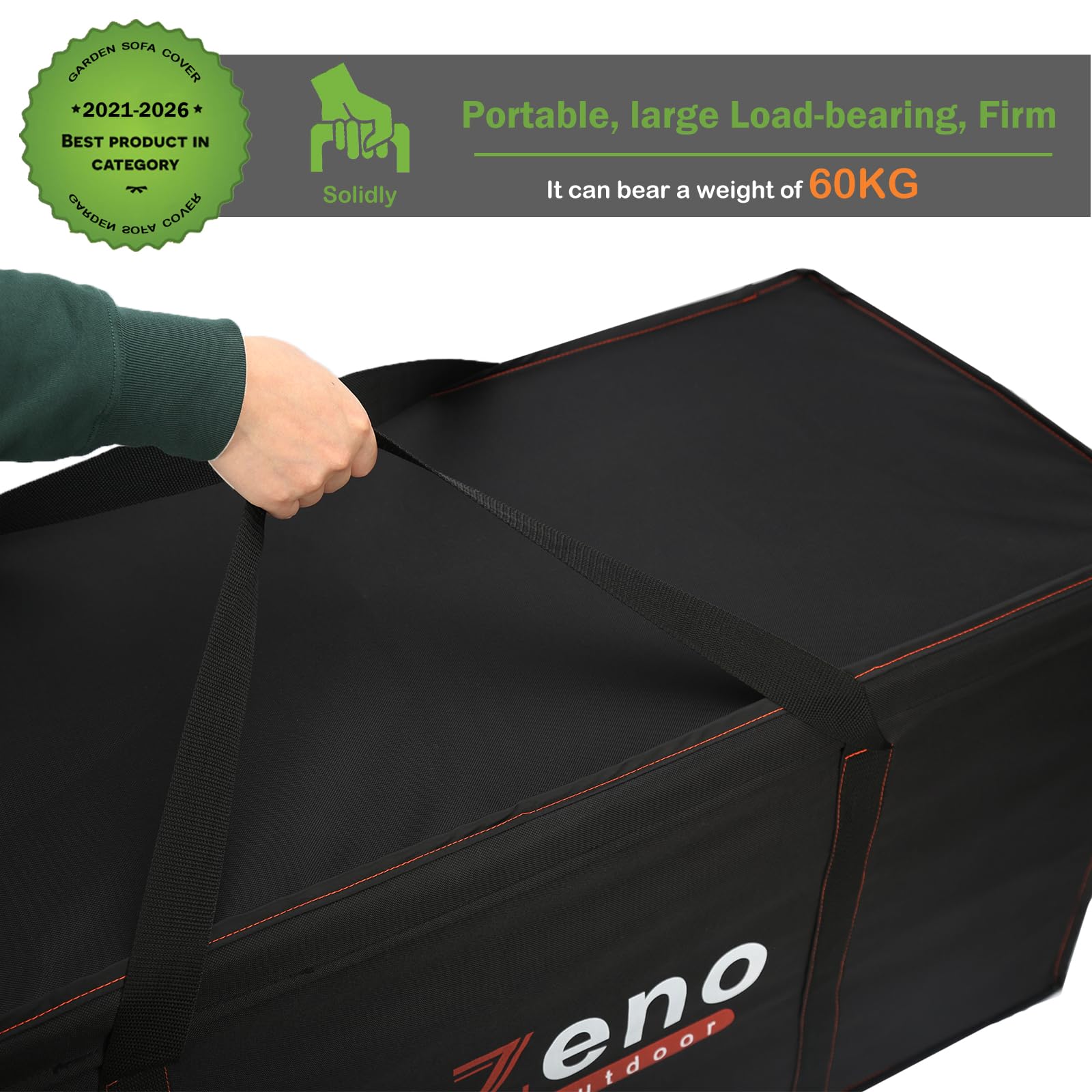 Enzeno Sac de rangement pour coussins de jardin, tissu Oxford 420D, imperméable, anti-UV, très résistant pour sapin de Noël, avec poignée de transport et fermeture éclair (175 x 75 x 55 cm)