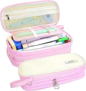 Large Capacity Pencil Pen Case Bag Pouch, Girls boys Adults school college office travel, Big Pencil Cases Aesthetic Design - Professional Organizer for Storage Pens Pencile Cases- Pink