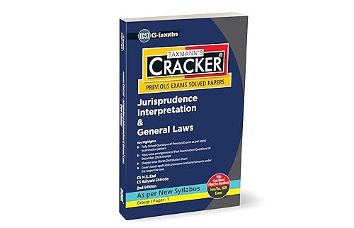 Taxmann's CRACKER for Jurisprudence Interpretation &amp; General Laws (Paper 1 | JIGL) – Covering past exam questions (topic-wise) &amp; detailed answers | CS Executive | New Syllabus | June/Dec. 2024 Exams