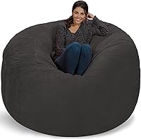 Vista 13 de Chill Sack - Puff Puff gigante de espuma viscoelástica de 6 pies. Sofá grande con funda de microfibra suave, color carbón.