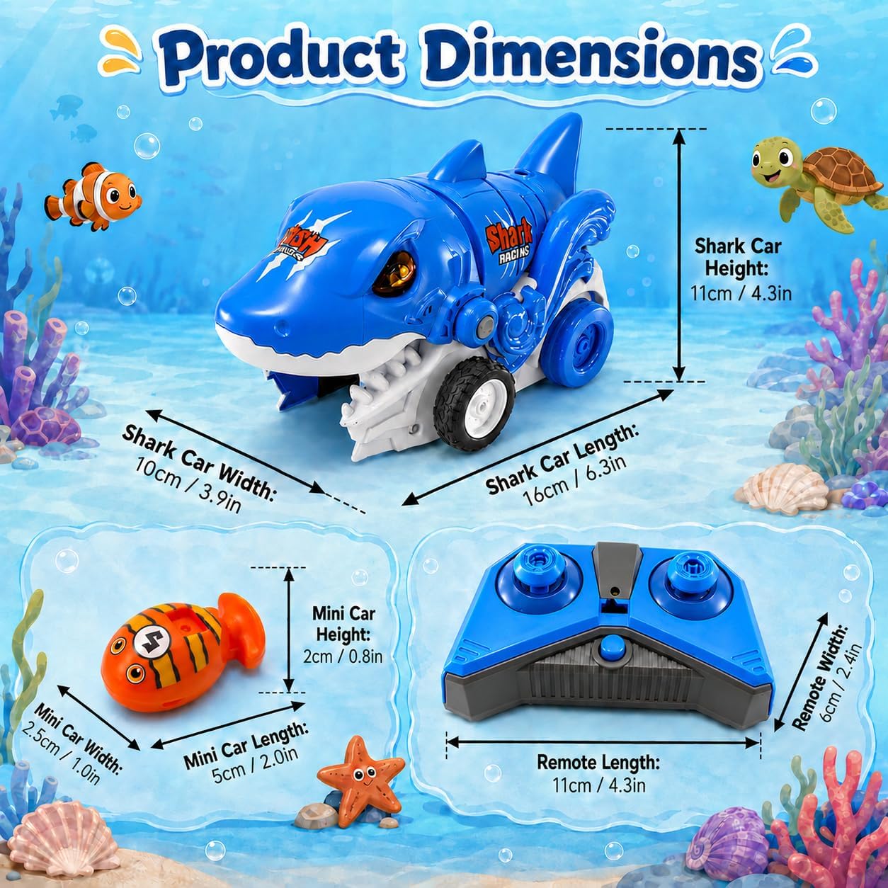 Blue Shark Remote Control Car for Kids Ages 3+ image 3