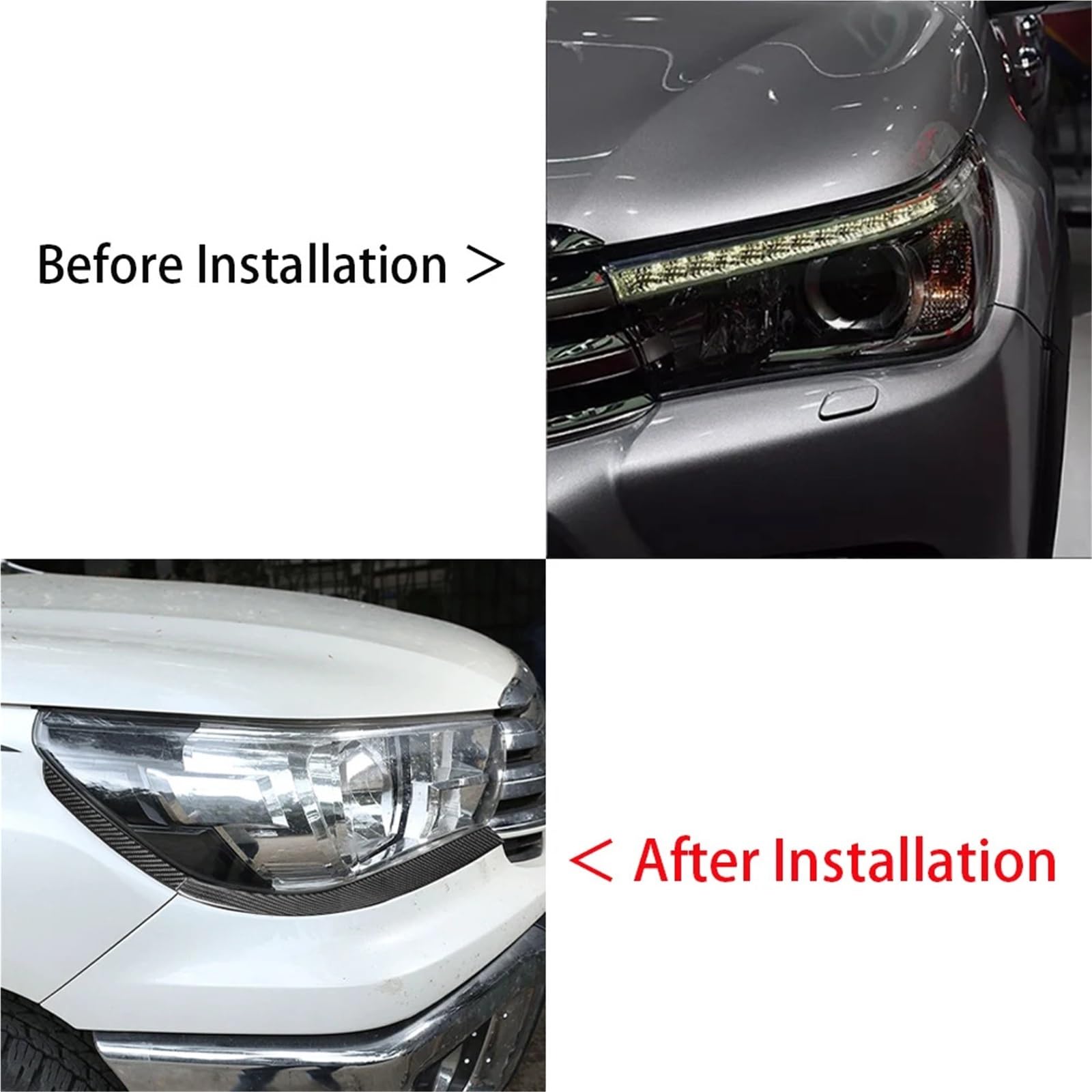 reflektor samochodowy brwi ABS Carbon Fiber Car Reflektor Lampa Brwi Powieki Wykończenie Pokrywy, dla Toyota, dla Hilux 2015 2016 2017 2018 2019 2020 2021