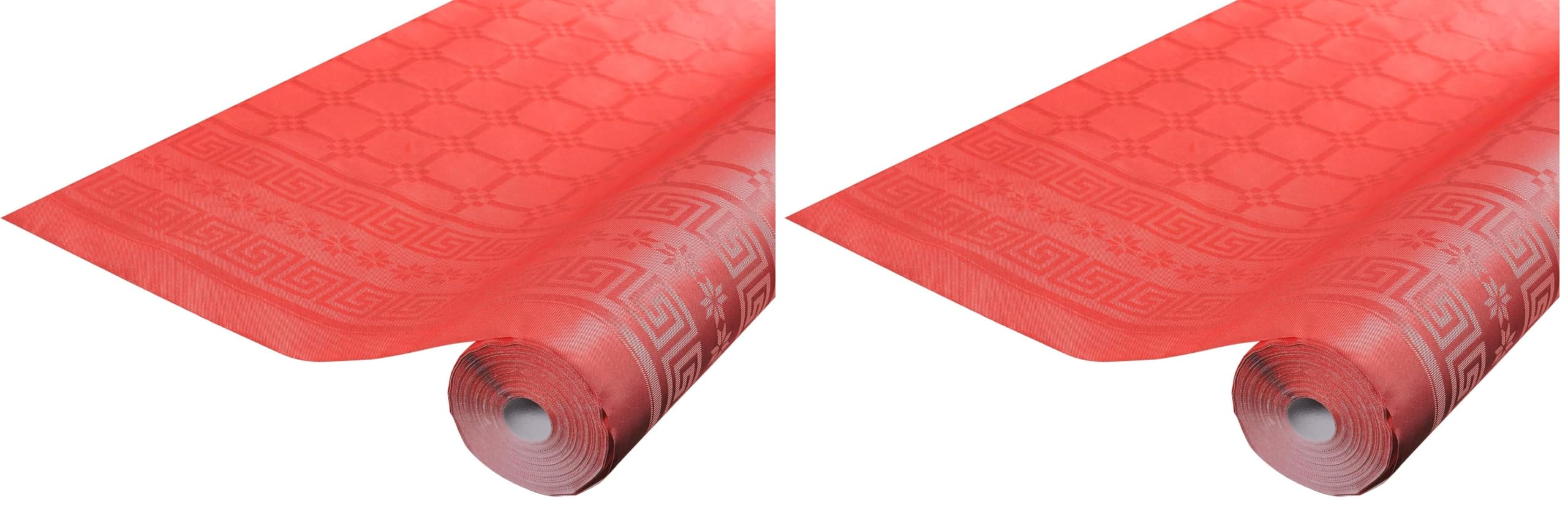 Pro Nappe - Ref R482521I - Mantel de Papel Damasco desechable en Rollo 25 M Largo X 1,20 M Ancho - Color Rojo - Papel Damasco con Estampado Universal Chic y clásico (Paquete de 2)