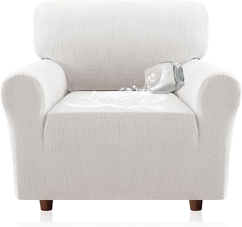 Miniatura 17 de H.VERSAILTEX Funda de sofá jacquard con protector de muebles de asiento impermeable, 1 pieza, funda elástica con parte inferior elástica para niños,