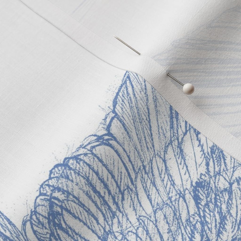 Spoonflower Fabric - Flight Blueberry Birds Feathers Flying Blue White Shabby Chic Spring Printed on Petal Signature Cotton Fabric by The Yard - Sewing Quilting Apparel Crafts Decor