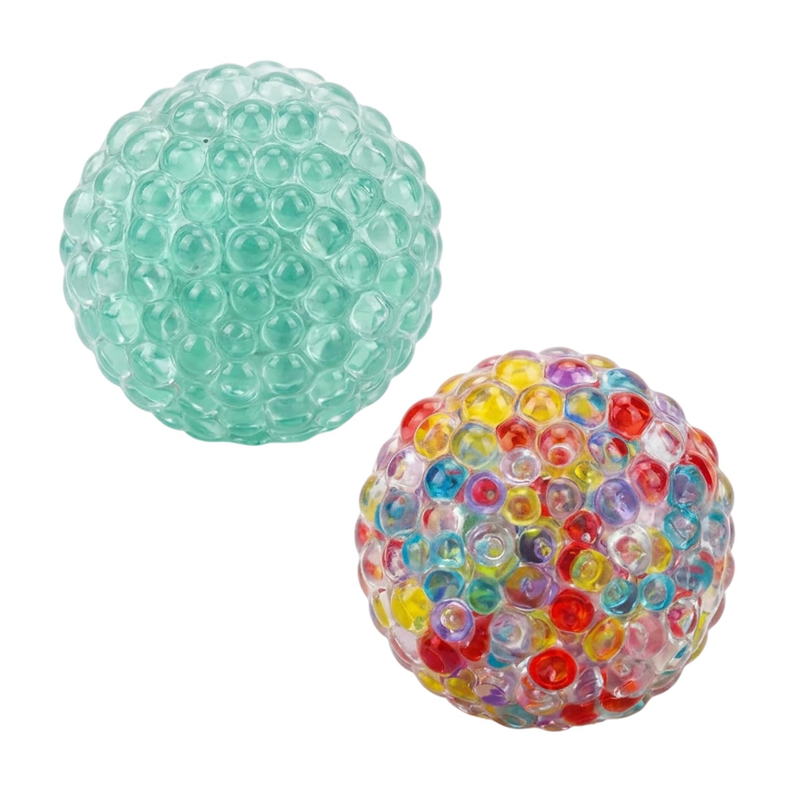 2 PCS Crunchy Squishy Stress Ball, Bead Squishy Crunchy Stress Relief Balls with Bead Texture, Handheld Relaxation Ornaments for Office Use and Travel, Stone Shape and Multicolor Design