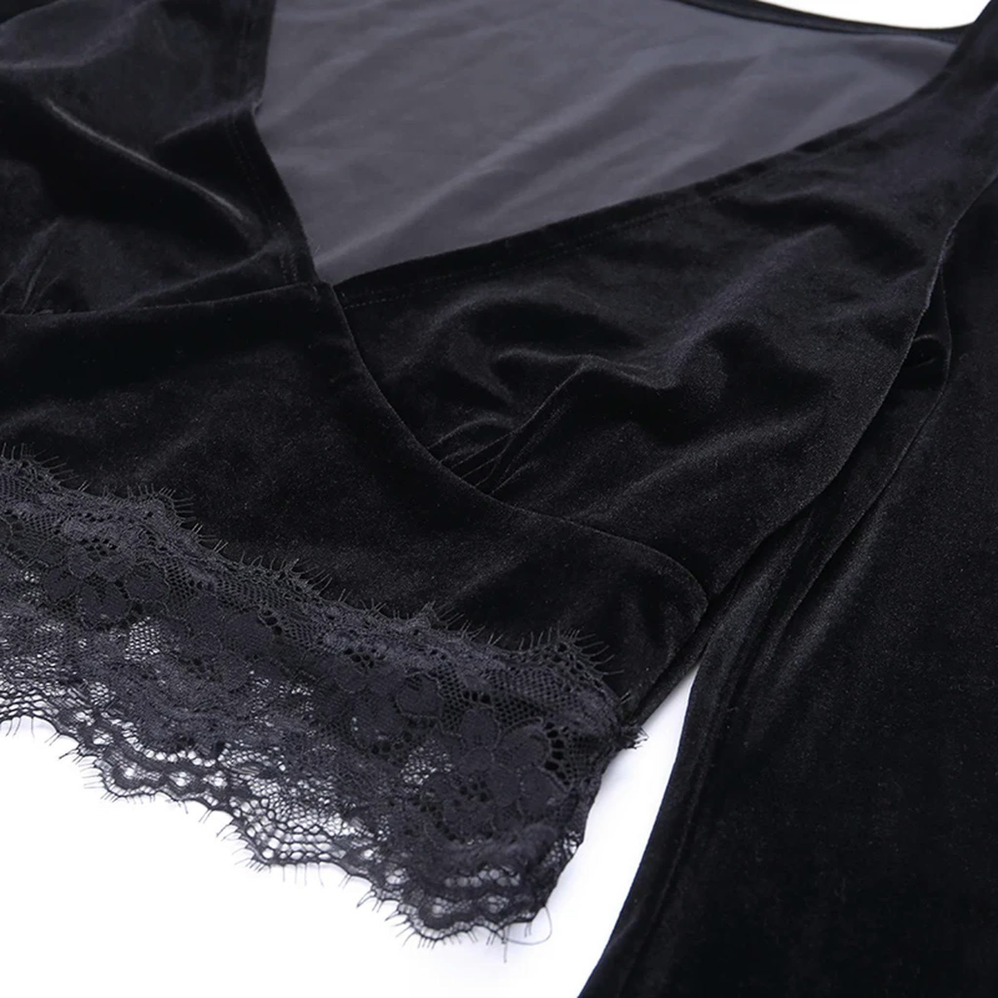Blusa Elegante de Verano con Escote en V, Mangas Acampanadas, Encaje y Retazos, Cintura Alta, Color Negro, M