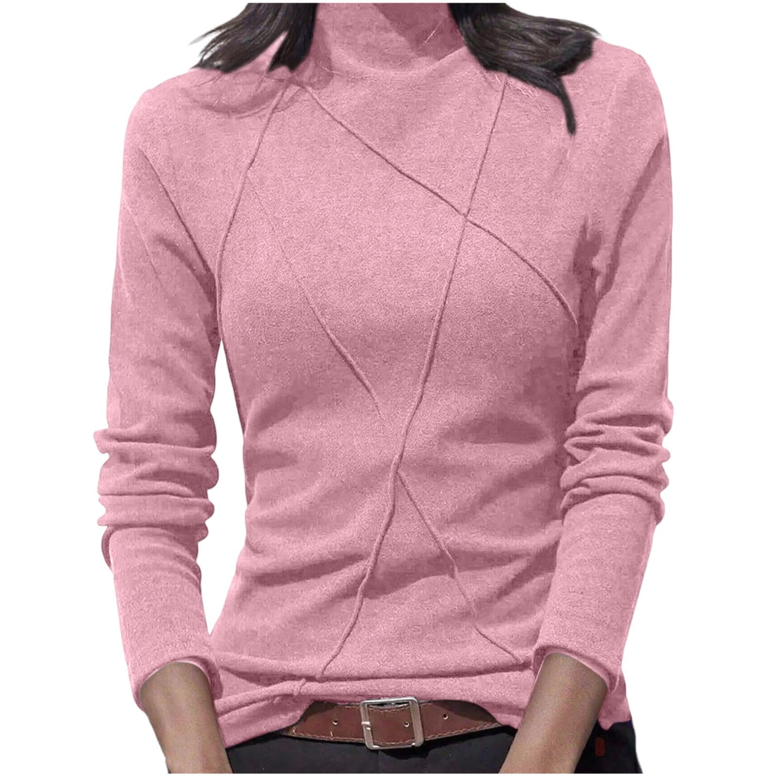 Womens Turtleneck Sweater Fall Winter Long Sleeve Chunky Knitted Trendy Pullover Tops Solid Color Fall Clothes