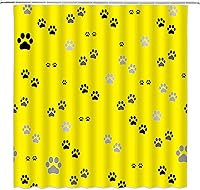 Vista 7 de Cortina de ducha con estampado de patas, lindo gato, perro, mascota, pata de mascota, juego de decoración de baño con ganchos