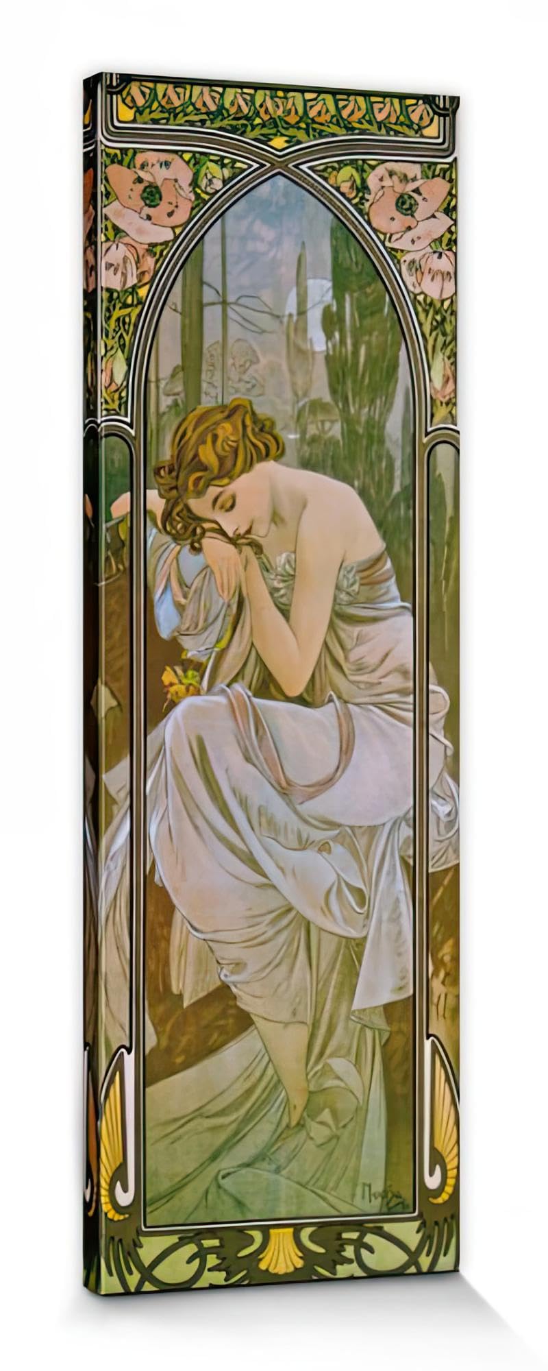 1art1 Alphonse Mucha Poster Kunstdruk Op Canvas The Four Times Of Day, 1899 Muurschildering Print XXL Op Brancard | Afbeelding Affiche 50x40 cm