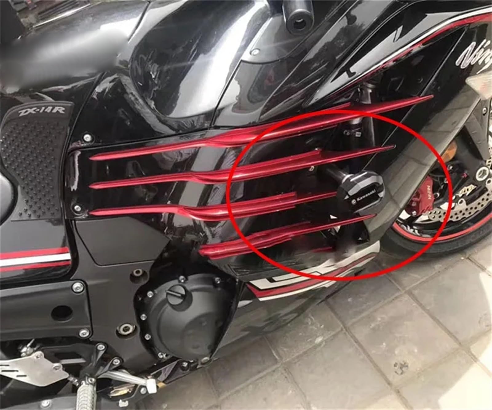 ninja ZX-14R ZZR1400 GTR1400 ビレットレバー 赤（Front Fender