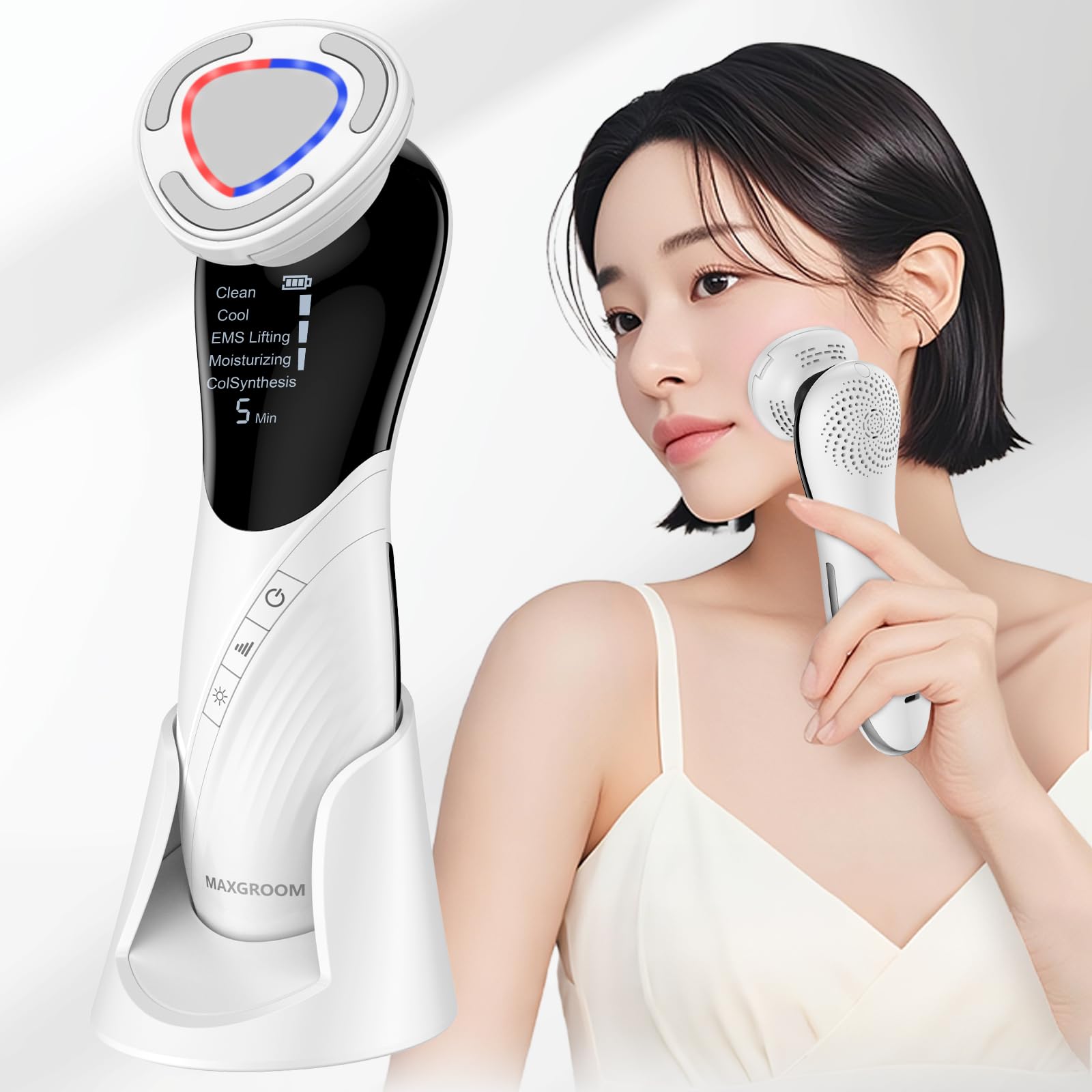 Amazon.co.jp: MAXGROOM 美顔器 ems 温冷美顔器 1台9役 超音波美顔器