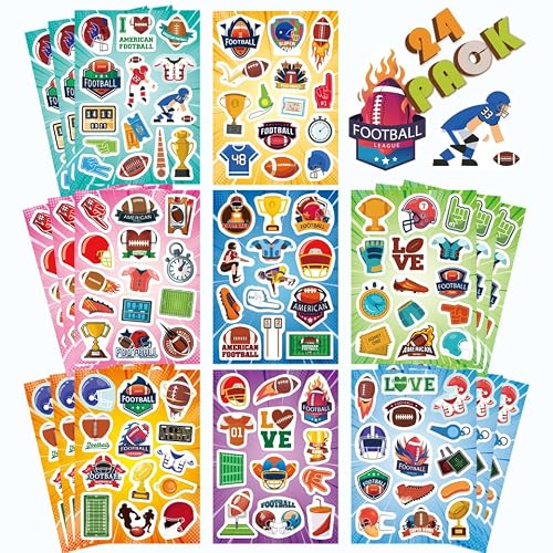 216PCS American Football Stickers, Rugby Theme Stickers Non-Repeating, Rugby Team Fans, Football Bowl Sports Football Party Favors Decorations