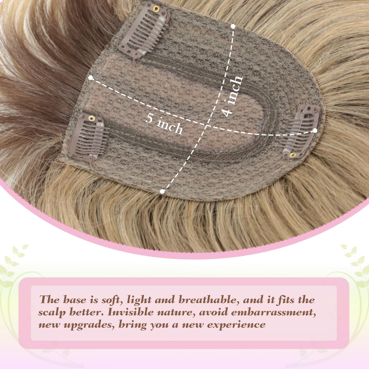 Haaraufsatz von 45,7 cm, zur Verdichtung der Haare, natürliche glatte Haare mit Pony, für Frauen, mit Basis von 10,2 x 12,7 cm