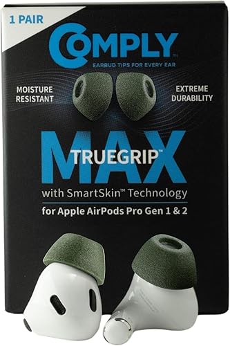 Miniatura 28 de Comply TrueGrip MAX | Almohadillas de espuma viscoelástica de recambio premium para Apple AirPods Pro 1 y 2 | Comodidad duradera, extrema TrueGrip