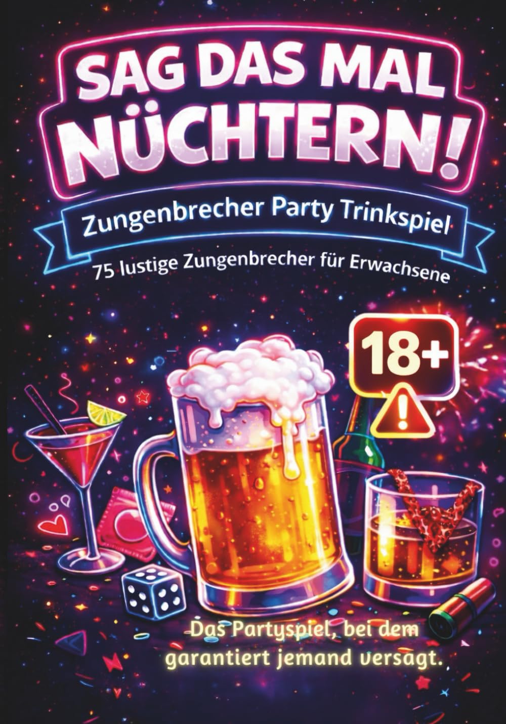 SAG DAS MAL NÜCHTERN!: Das Zungenbrecher Party-Trinkspiel – 75 lustige Zungenbrecher für Erwachsene inkl. 18+ Bonuslevel