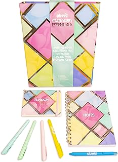 abeec Stationery School Supplies – Back To School Stationery Set - Pastel Stationery - Stationery Set For Girls - Contains A5 Notebook, Revision Cards, Pastel Highlighters And A4 Ring Binder