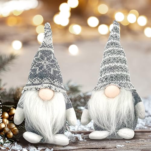 Miniatura 5 de 4 gnomos de Navidad de Papá Noel, hechos a mano, decoración de mesa, decoración del hogar, decoración de chimenea, decoraciones de Navidad (gris)