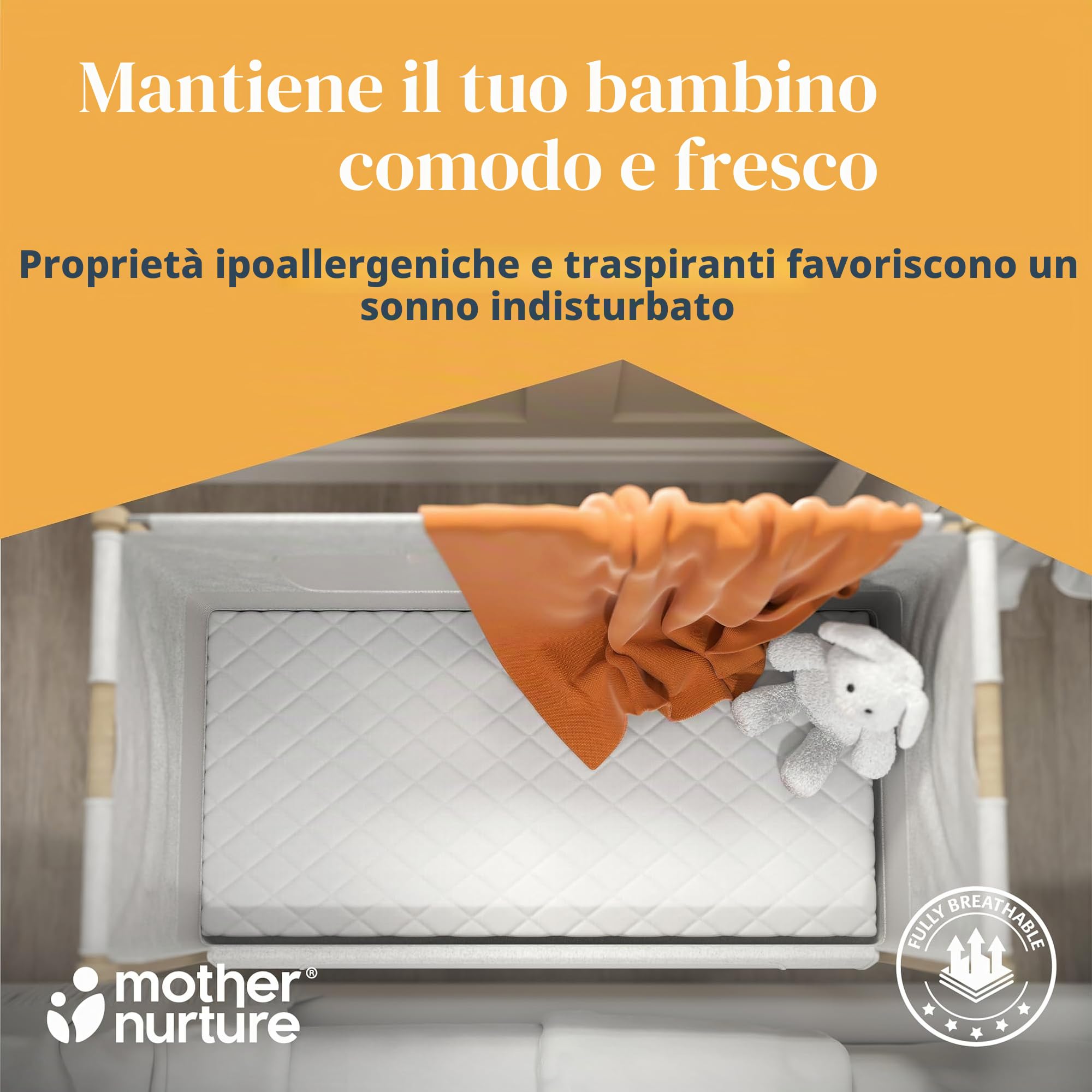 Mother Nurture Materasso Premium per culla, 80 x 40 x 3 cm, adatto per Snuzpod3, 80 x 44 x 3 cm, schiuma