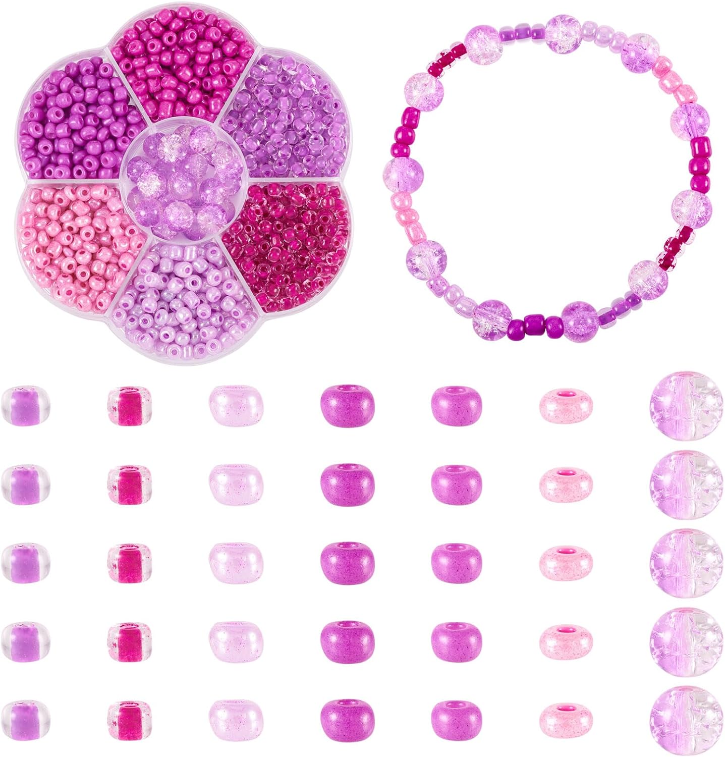 Pandahall About 5850Pcs 6/0 Luster Glass Seed Beads 15 Colors Round Loose Spacer Beads Hole: 1mm for DIY Jewelry Makingg (About 5850pcs/box)