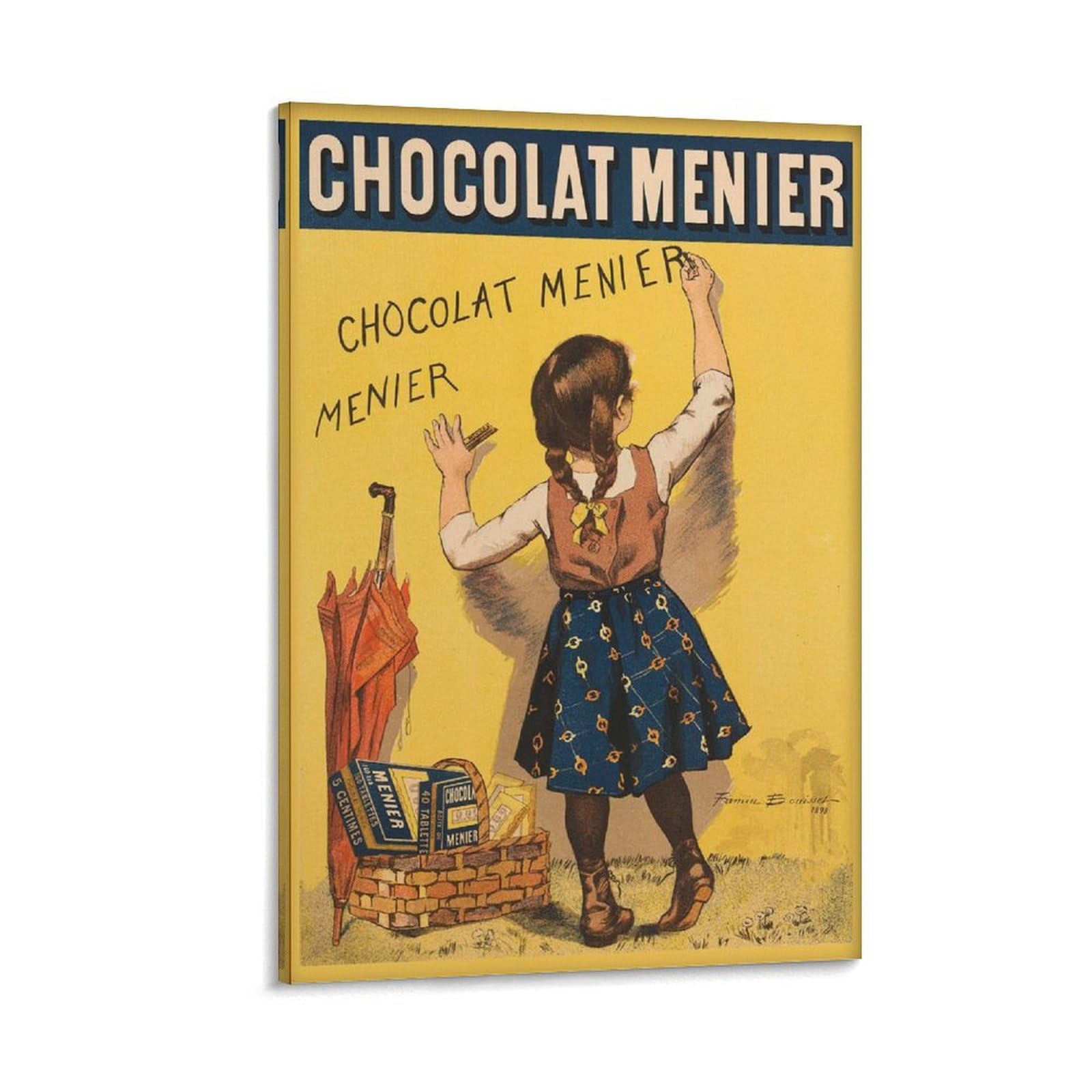 FRTHHEUO Art Poster Chocolat Menier Retro Canvas Painting Wall Art Poster for Bedroom Living Room Decor 08x12inch(20x30cm) Frame-style
