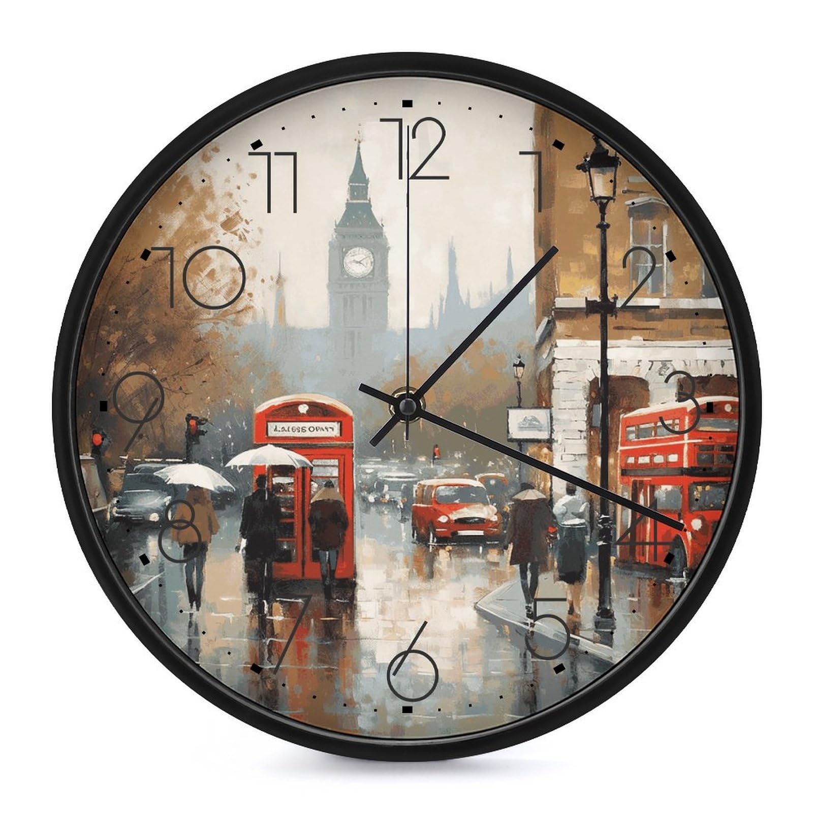 Horloge murale ronde silencieuse Londres sans tic-tac pour chambre et sommeil calme