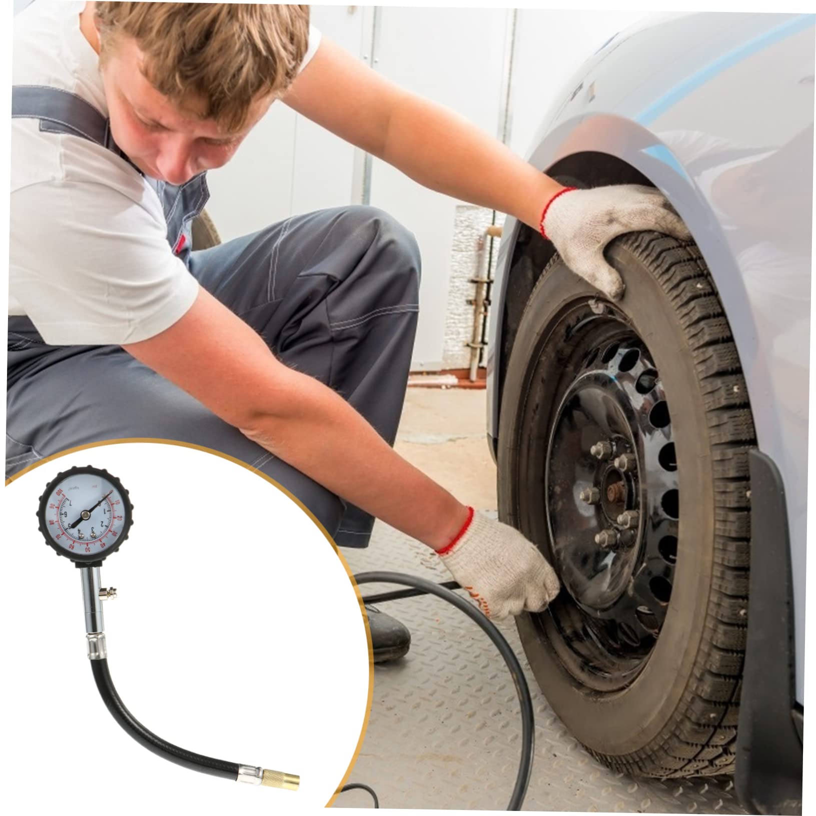 ULTECHNOVO 3pezzi Manometro Per Pneumatici Auto Con Tubo Flessibile Misuratore Pressione Compatto e Affidabile Per Auto e Suv Facile Da Usare e Alta Precisione
