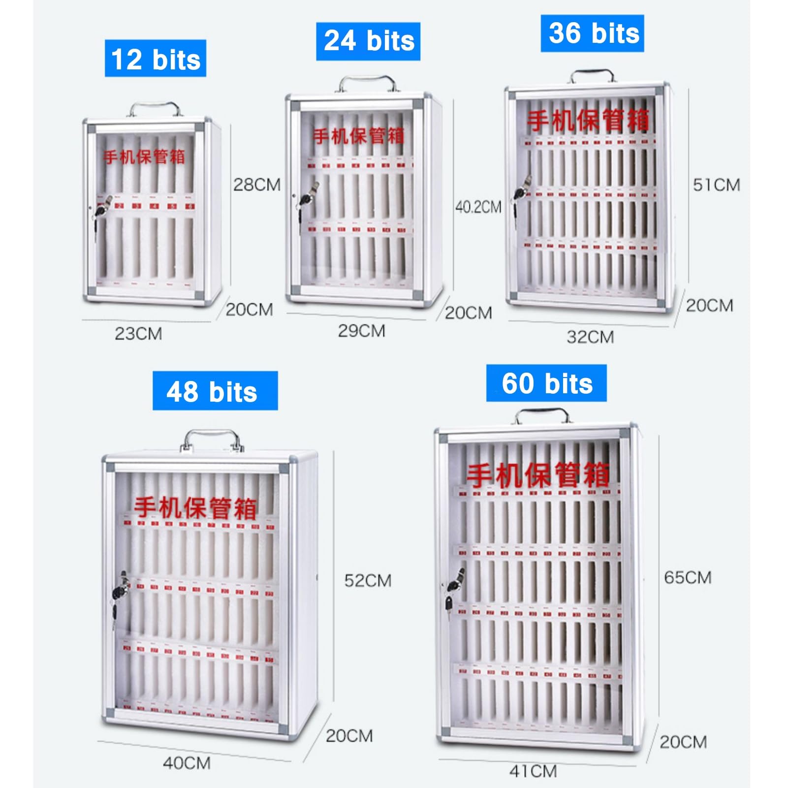 Cassaforte per cellulari in Lega di Alluminio con Chiave - Armadietto di Sicurezza per fabbriche, scuole e aziende (36 Bit) - Organizzatore per cellulari Resistente e Portatile