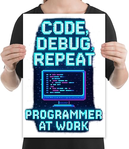 Miniatura 2 de Code Debug Repeat - Programmer Workspace - 13x19 Poster Print - Retro Art