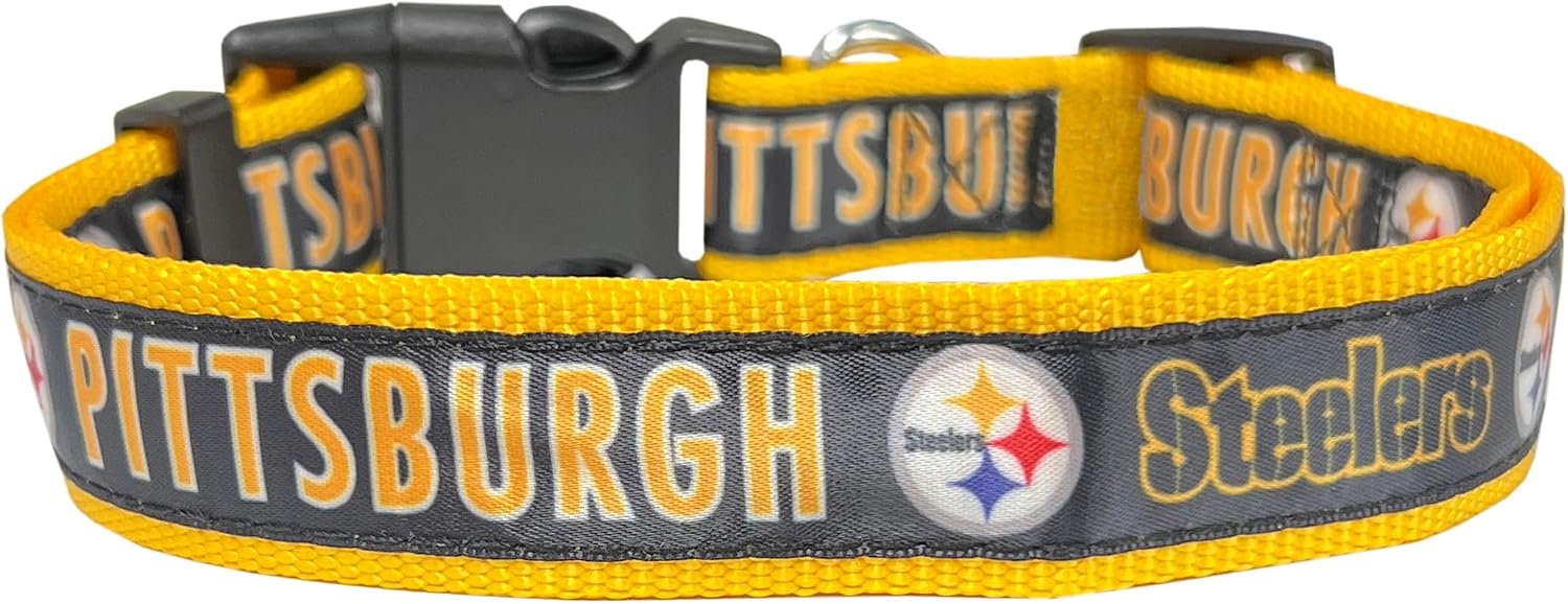 Pets First NFL Pittsburgh Steelers Licensed PET COLLAR, Medium - Heavy-Duty, Strong, and Durable Dog Collar. Available in 31 Football Teams and 4 Sizes