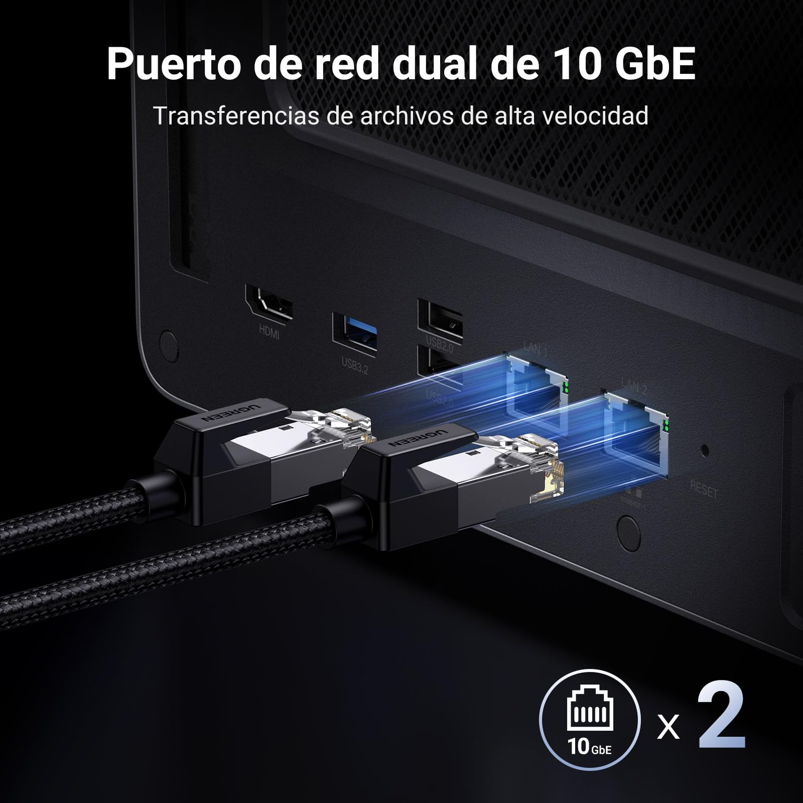 UGREEN NASync DXP6800 Pro, NAS de Escritorio de 6 bahías, CPU Intel i5 1235u de 10 núcleos, 8 GB de RAM DDR5, SSD de 128 GB, 2 Ranuras 10 GbE, 2 Ranuras M.2 NVMe, HDMI 8K, 2 TBT4 (sin Disco)