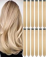 Vista 23 de 12 extensiones de cabello negro con clip, extensiones de cabello de color de 22 pulgadas, extensiones de cabello sintético largo y lacio para mujer
